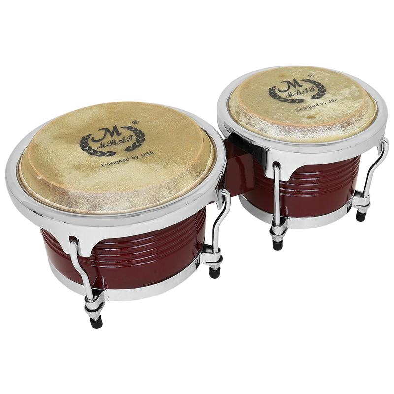M MBAT 7+9 Inch Bongo Drum Oak+Aluminum Alloy+Buffalo Leather Water Buffalo Leather Drum Safe Suitable Performance With Parts