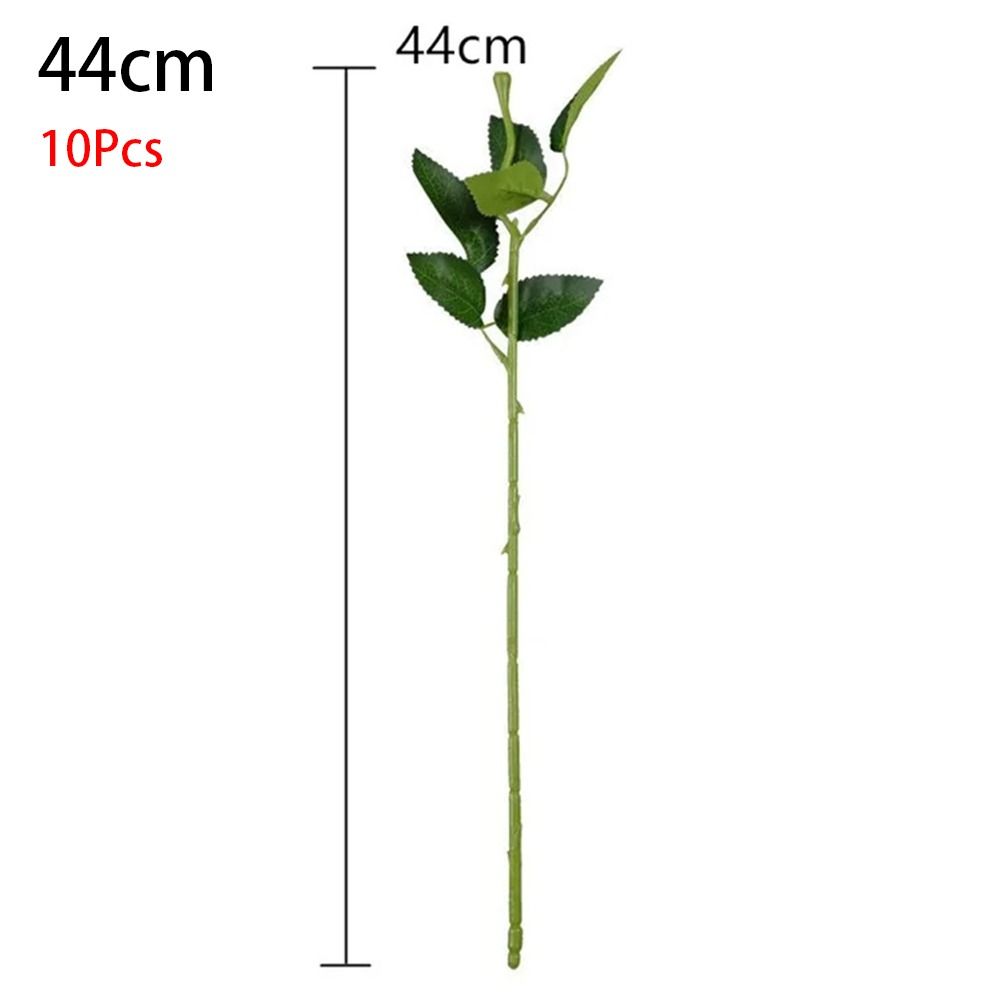 10Pcs Home Decor Flowers Stick Rod with Artificial Leaves Rose Flowers Head Decoration
