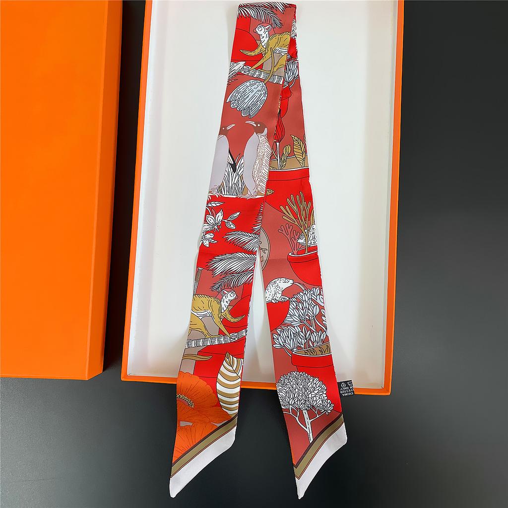 Double Colored Paisley Twill Silk Scarf New Brand Design Luxury Scarf Women Foulard Skinny Bag Scarves Neckerchief Hair Headband