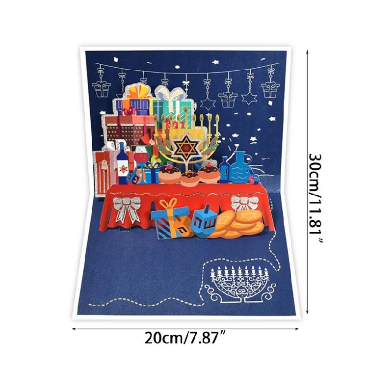 Exquisite Handmade Gift Card for Chanukah Festival 3DPopUp Blessing Card