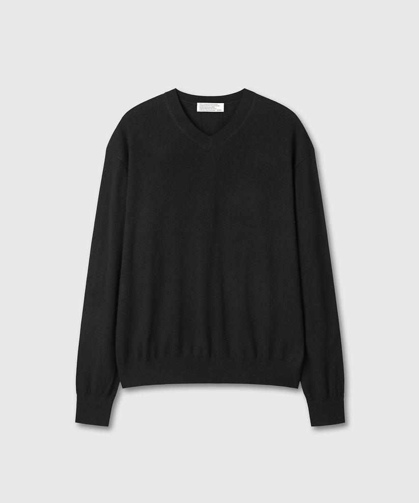 Daibeuin Loosed Fine Wool V-Neck Knit (Black)