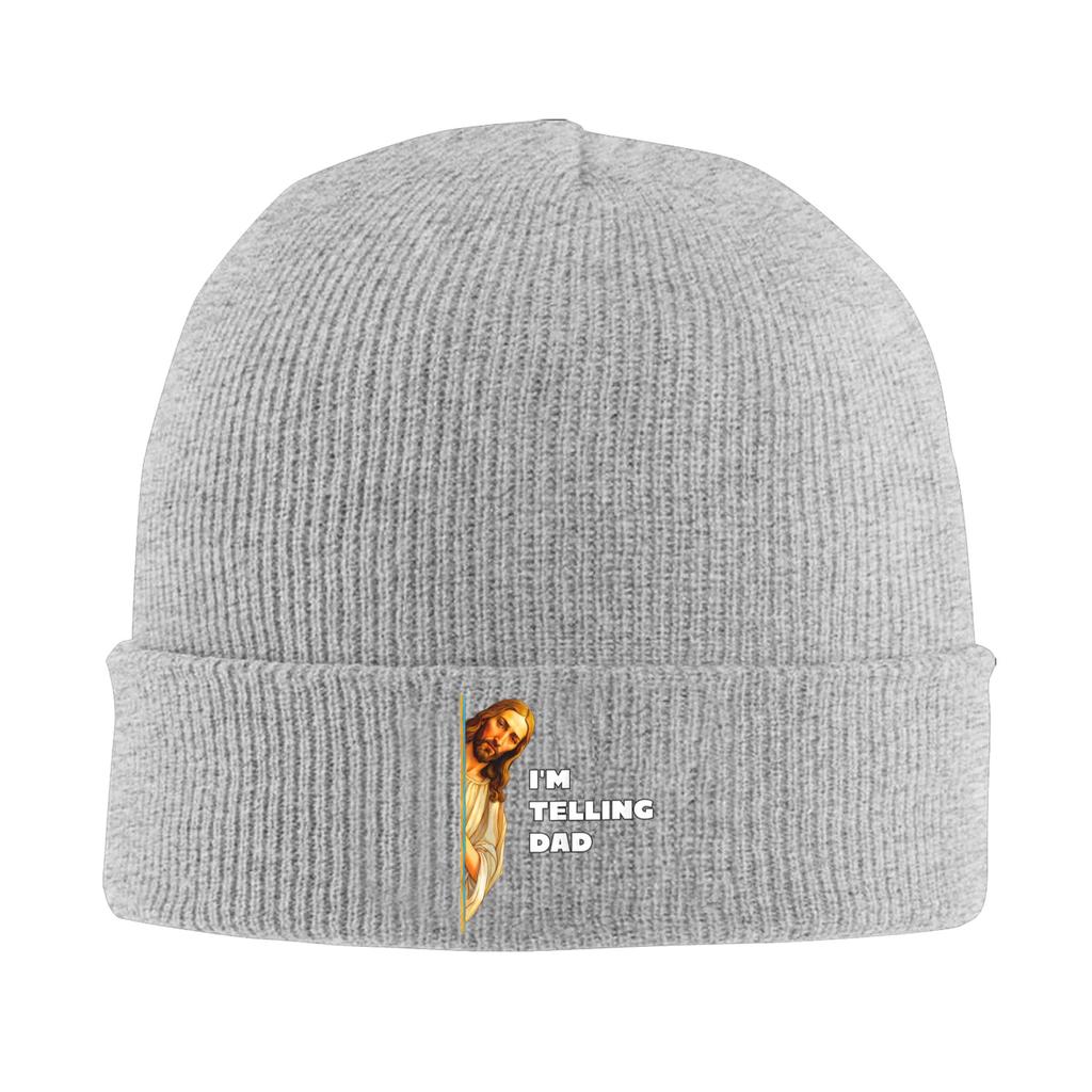 Im Telling Dad Funny Jesus Bible Quote Joke Beanie Hats Bonnet Hats Adult Vintage Gym Knit Hat Autumn Winter Design Warm Caps