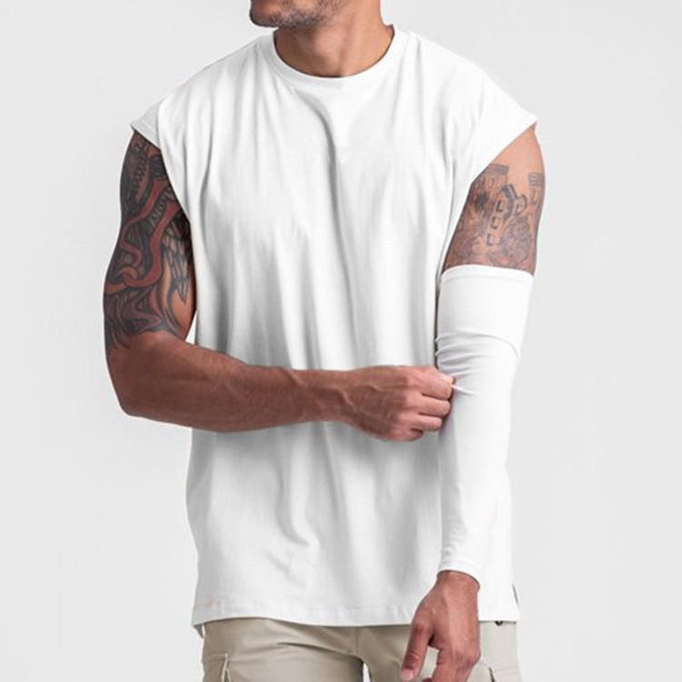 New Sports Vest Men'S Loose Summer Pure Cotton Fitness And Bodybuilding Quick Drying Sleeveless Shoulder White Base Shirt Sleeveless T-Shirt