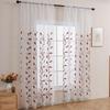 Rod Pocket Design Semi Sheer Curtain Easy Installation Wheat Embroidered Voile Drape Light Filtering for Home Decors