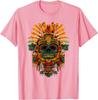 Aztekischer Maya Gott Schädel Kopfschmuck Grafik T-Shirt Herren Atmungsaktiv Kurzarm T-Shirt Lässiger Ausflug