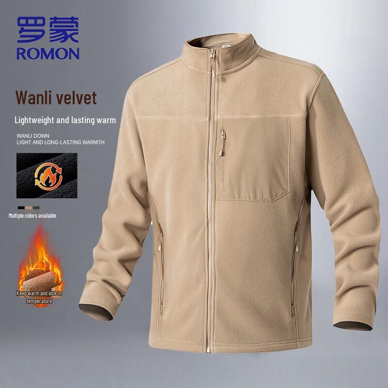 

ROMON Men s Stand Collar Fleece Jacket L