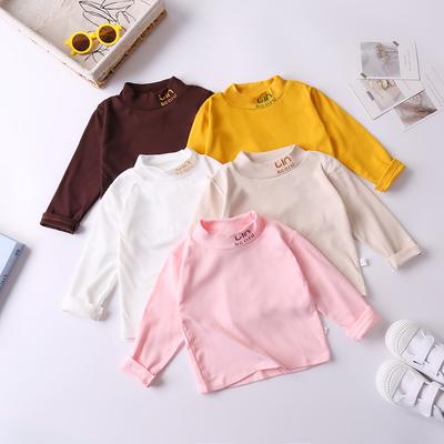 Bottom Shirt Long Sleeved Children's Autumn Winter Bottom Clothes for Babies Half High Neck Boys' T-shirt Thin Design