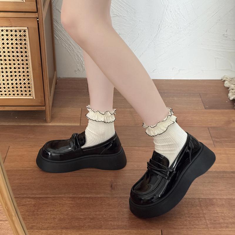 Thick-soled Black Loafers, Versatile Small Leather Shoes for Women's 2025 Spring and Autumn New French Retro Jk Single Shoes