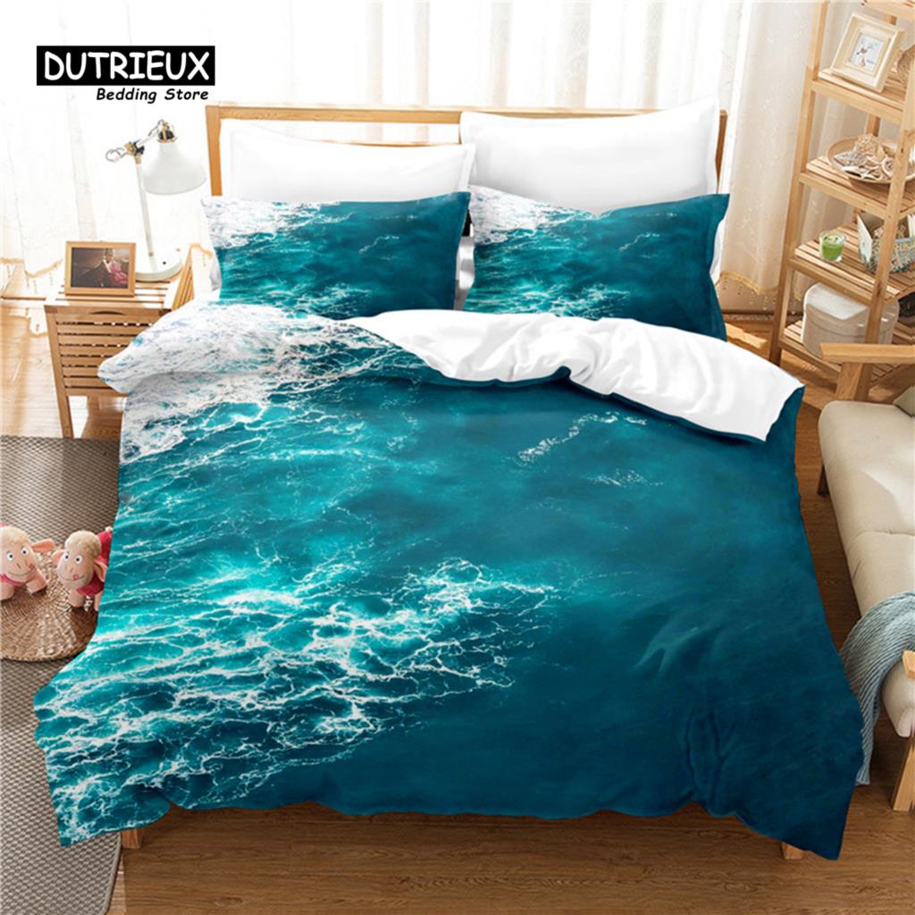 Beautiful Ocean Bedding Set, 3Pcs Duvet Cover Set, Soft Comfortable Breathable Duvet Cover, For Bedroom Guest Room Decor