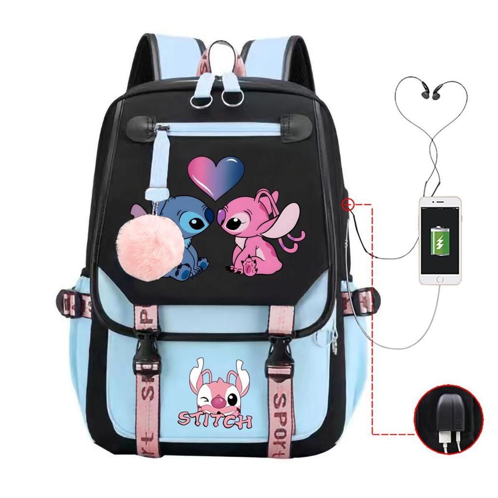 Children'S School Bag Contrasting Color Neutral Backpack Animation Printing Primary And Secondary School Students
