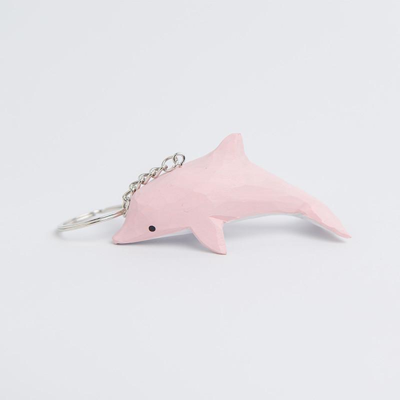 

Wooden Keychain Cartoon Animal Pendant Handcrafted Gift For Travel And Party Decor Pink