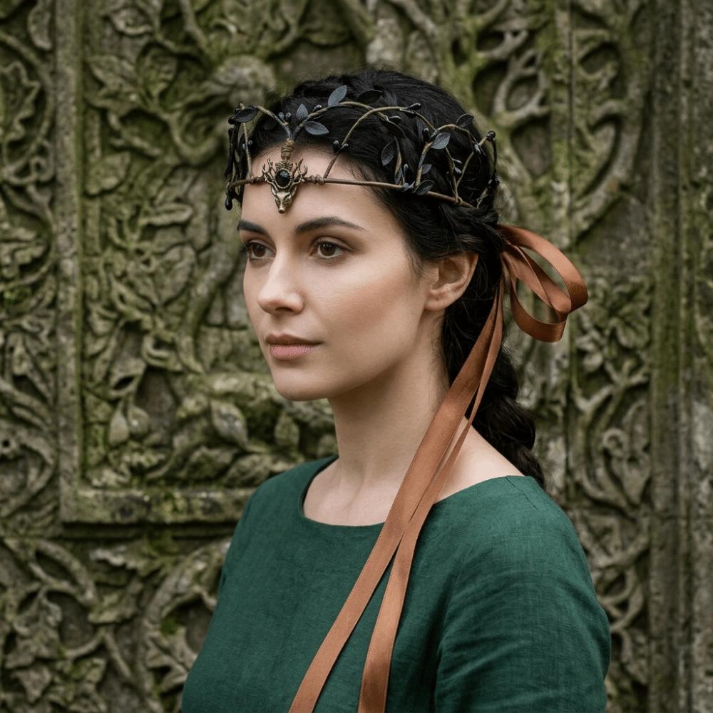 Couronne Diadème Elfique Fantaisie Headpiece de Fée Tiara d'Elfe Fee Cosplay Hallowmas