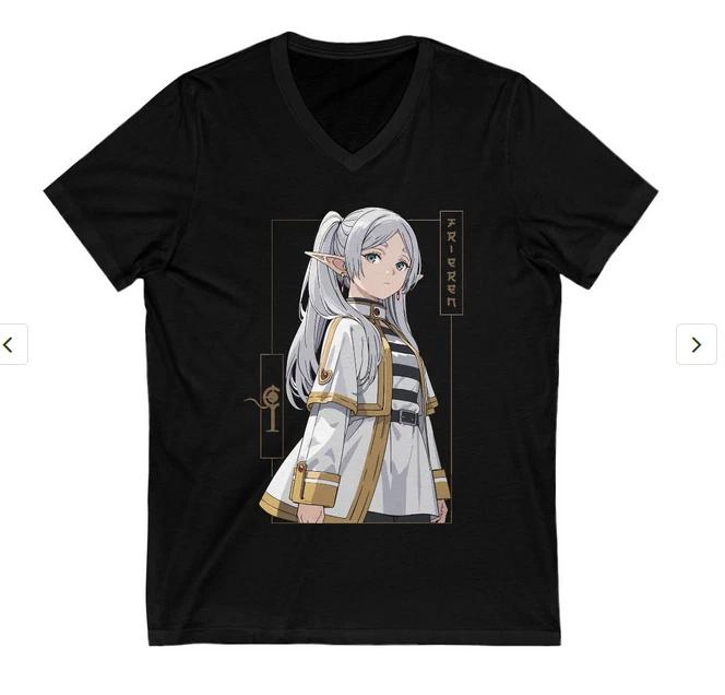 

100% cotton TOPS UNISEX TEES MENS WOMENS Frieren T-Shirt Beyond Journey s End Fern Stark Sleeve Unisex Shirt All Size 511 4XL чёрный