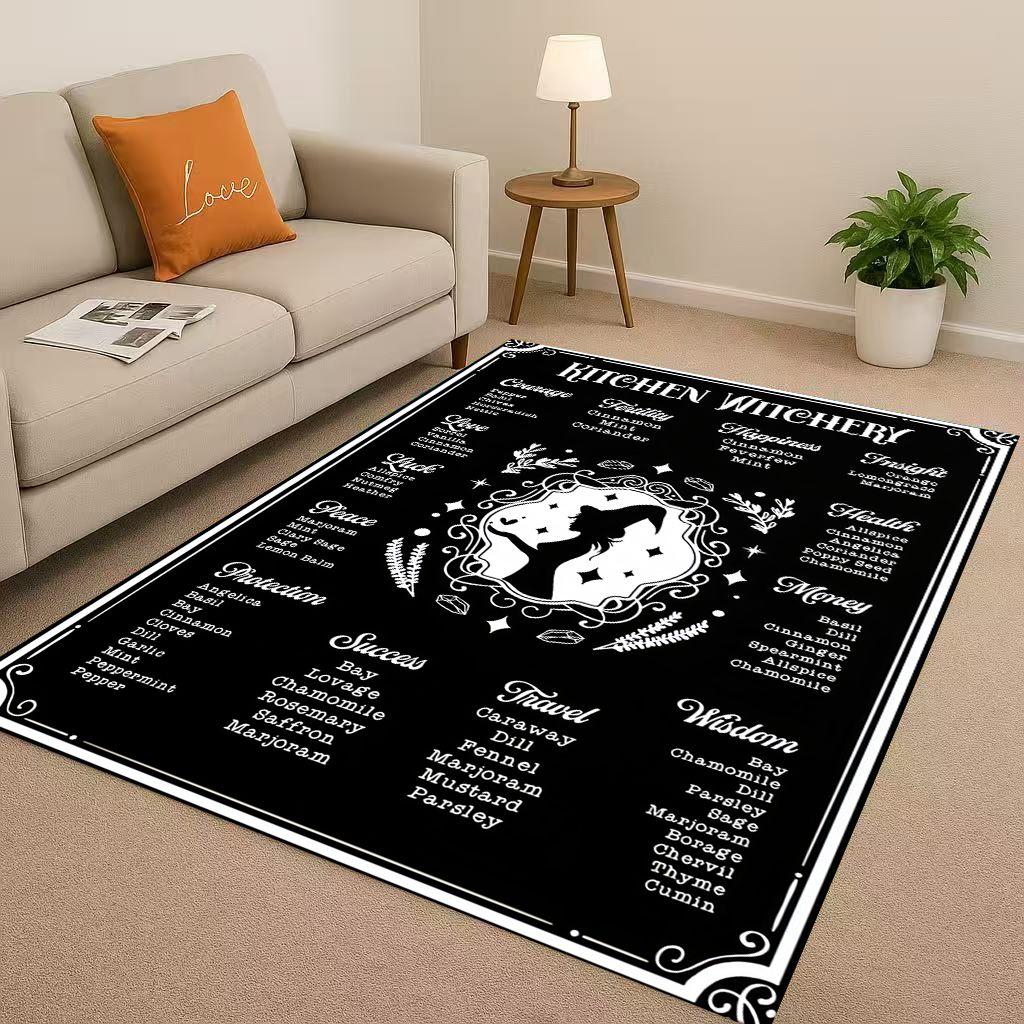 Retro Witch Spirit Ouija Board Art Living Room Non Slip Area Rug Carpet for Bedroom Kids Playroom Sofa,Home Decor Doormat