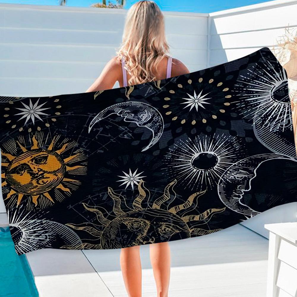 Witches Moon Tarot Beach Towel Colorful Bath Towels for Girl Microfiber Quick Dry Custom Sand Free Beach Yoga Spa Gym Pool