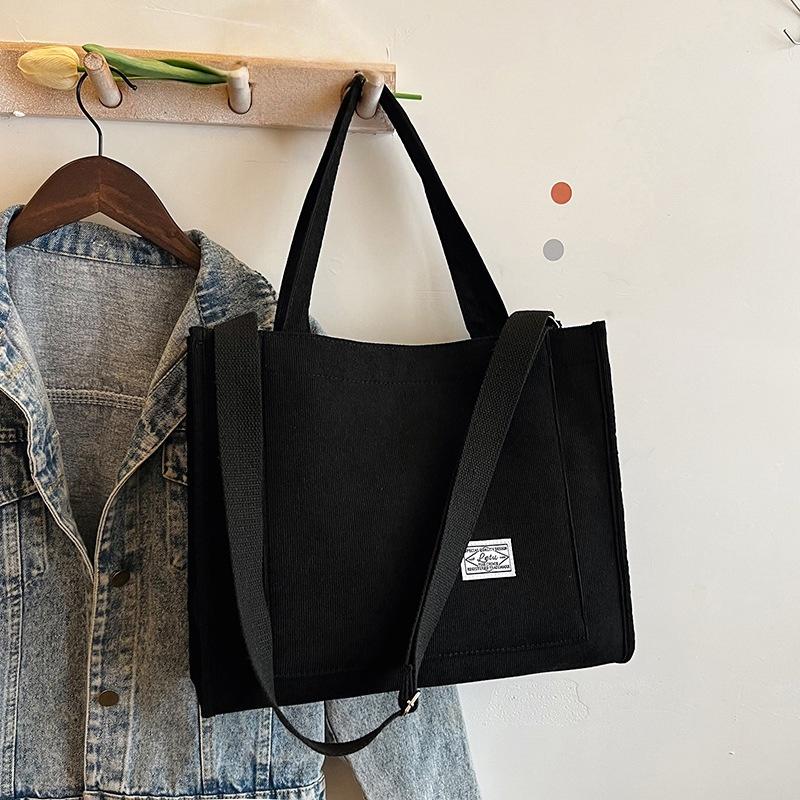 Women's Fashion Corduroy Tote Bag Lightweight Crossbody Style Holds Daily Essentials Ideal for School Work Shopping