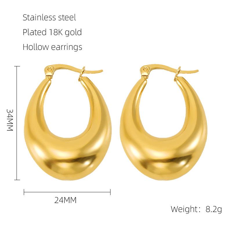 2025 new trendy fashion electroplating polished hollow earrings simple and versatile classic design earrings