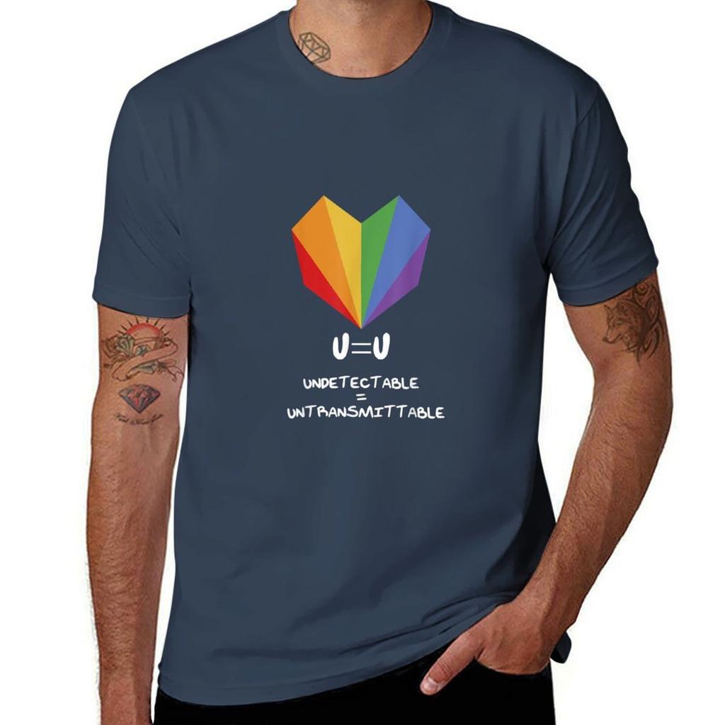 Uu Undetectable Equals Untransmittable Hiv Awareness Tshirt Antiwrinkle Short Sleeve Tshirt