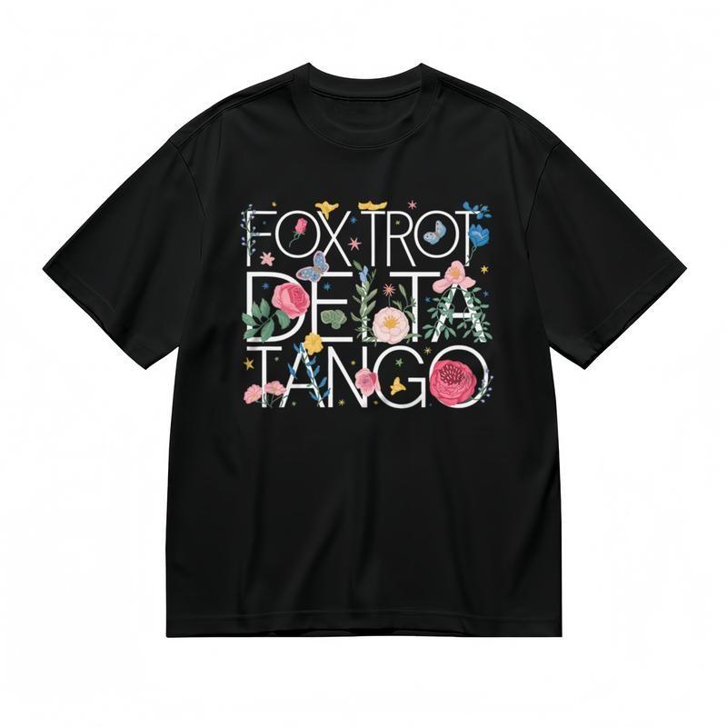 Women's Breathable Classic T-Shirt Botanical Alphabet Graphic with Stars Tee