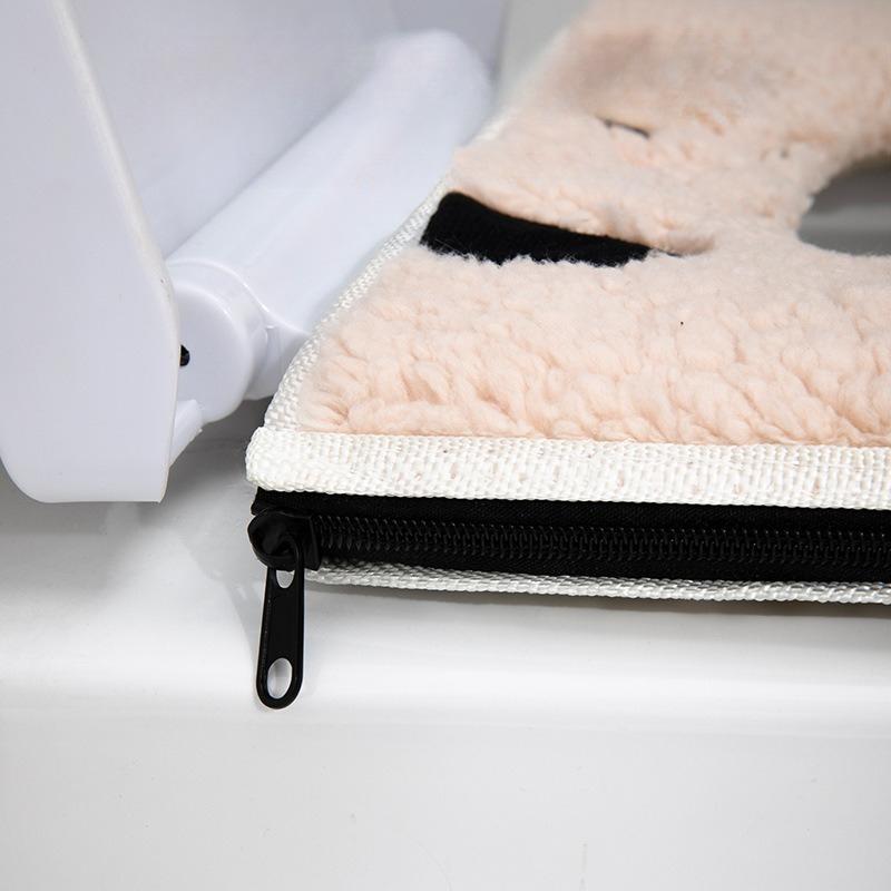 Thickened Toilet Seat Cover 2pcs Household Zipper Waterproof and Warm Toilet Seat Cushion Cover Skin Friendly Autumn and Winter