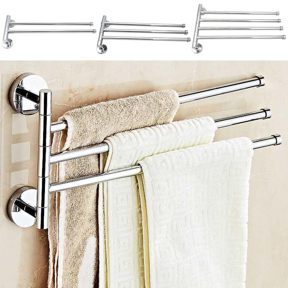 Stainless Steel Towel Rack Lightweight Towel Hanging Rod Rotation Activity Dishcloth Hanger Saving Space for Bathroom Kitchen