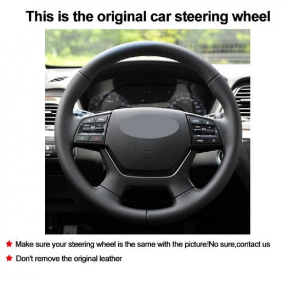 DIY Hand Sewing Car Steering Wheel Cover Wrap For Hyundai Genesis 2015 2016