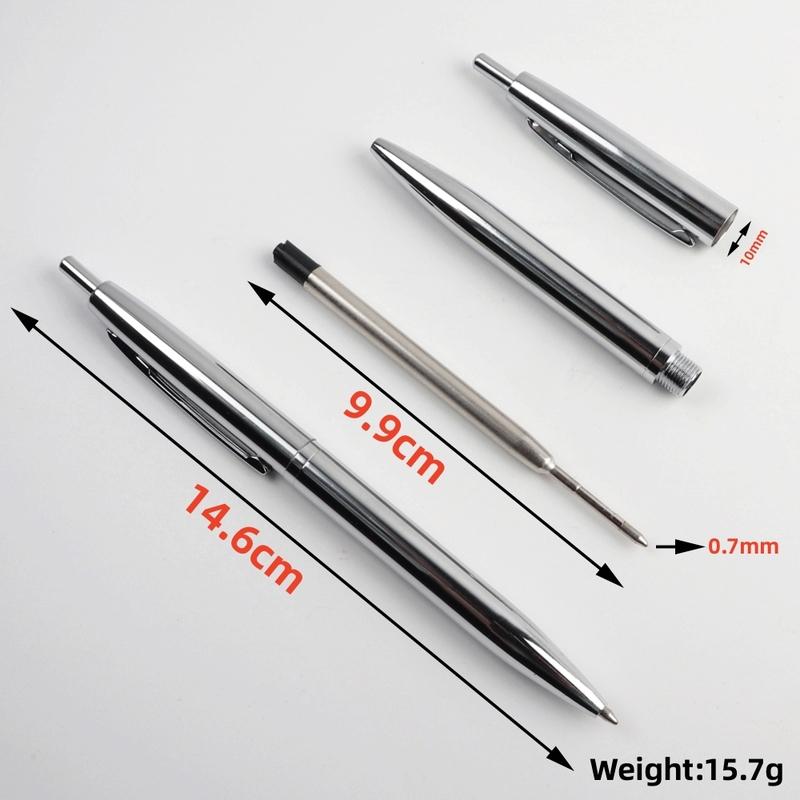 Metal Ballpoint Pen Stainless Steel Push Style 0.7mm Blue Black Ink School Stationery Supplies Color Silver Gold Pens