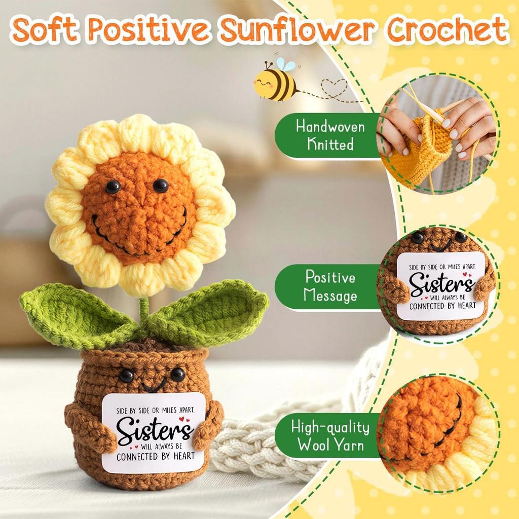 Positive Energy Potato Pocket Hug Handmade AnimalCrochet Mini Doll Funny Wool Gift for Friends or Lover Emotional Support Plant
