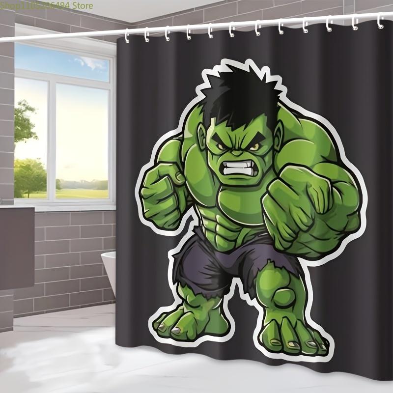 1pc The Hulk Shower Curtain, Polyester, Machine Washable, with Hooks, for Bathroom Decoration