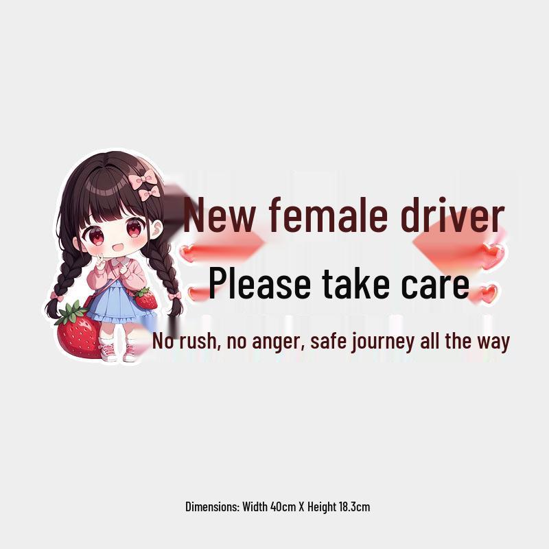 New Female Driver Care Reminder - Cute Windshield Car Sticker