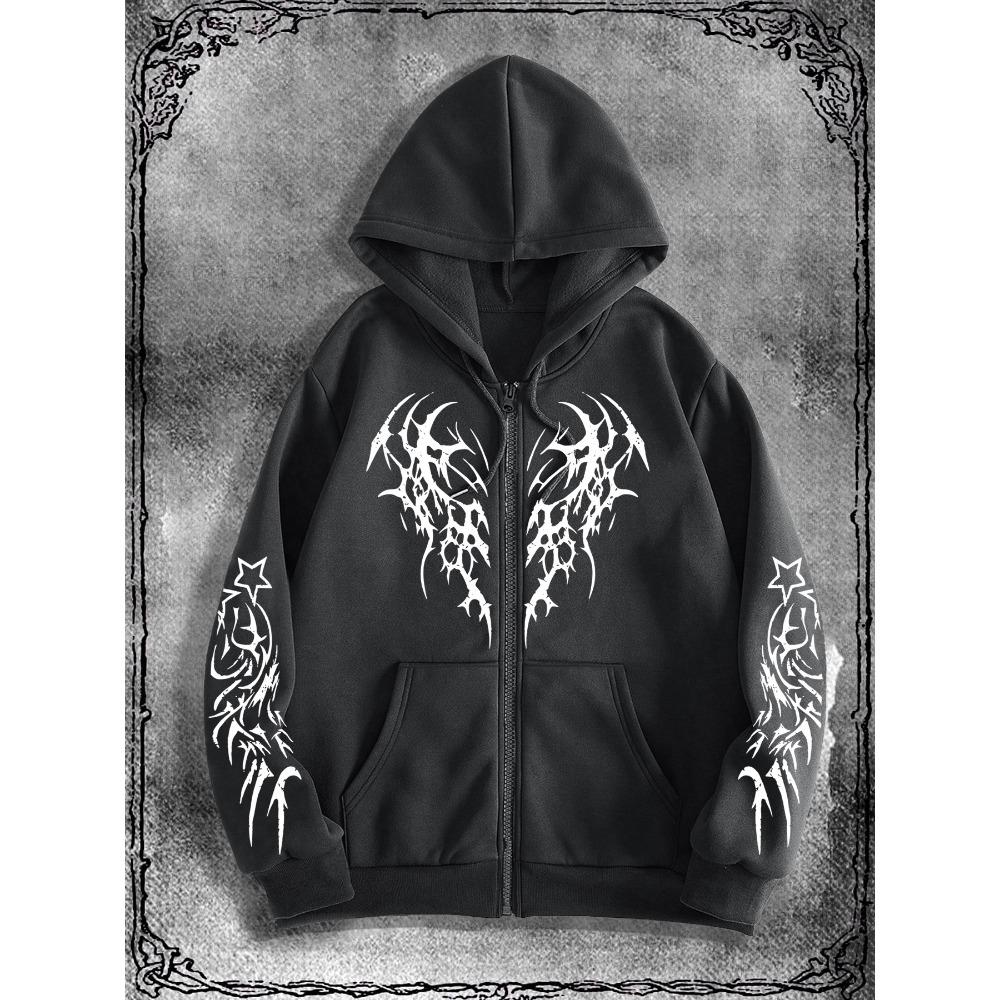 Men's Original Gothic Dark Printed Zipper Hoodie Casual Fashion Street Wear Zipper Hoodie