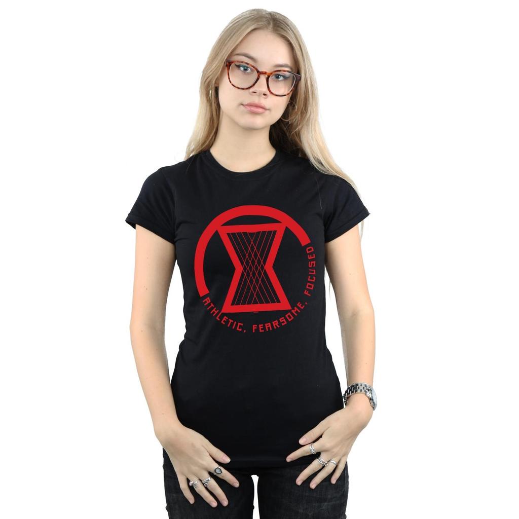 Marvel Womens/Ladies Black Widow Movie Athletic Logo Cotton T-Shirt