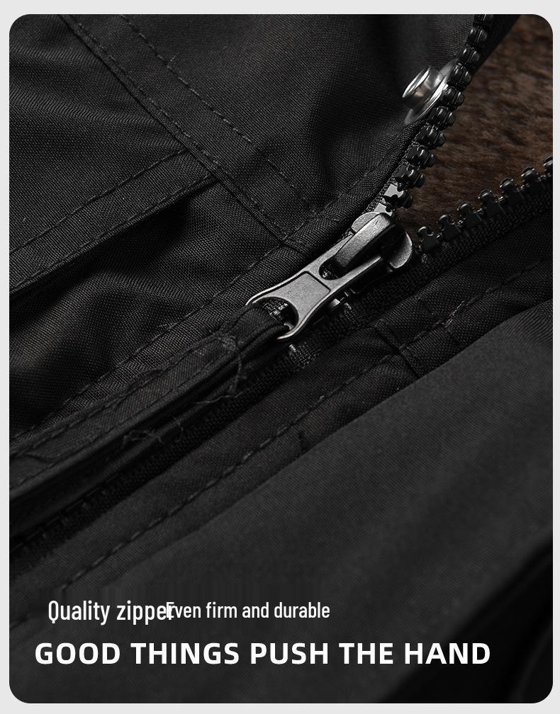 High-Quality Men's Hooded Workwear Jacket - Unisex Solid Color, Plus Velvet for Autumn & Winter
