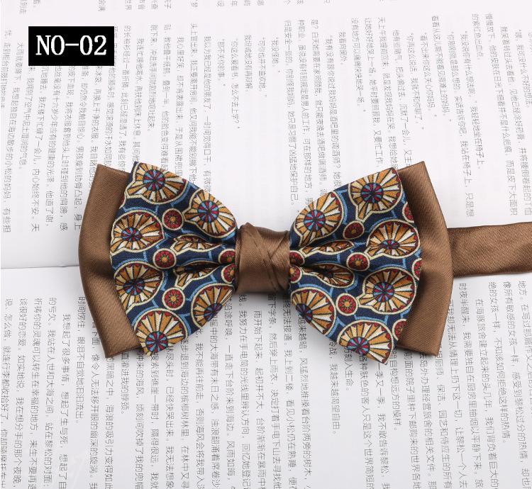 Gemusterte Fliege Herren Imitationsseide Druck Retro High-End Französisches Hemd Amtlich Fotografie Hochzeit Schleife Kragen