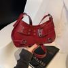 Pu Leather Y2k Underarm Bag Elegant Spicy Girls Handbag Trendy Belt Buckle Shoulder Bag  Club