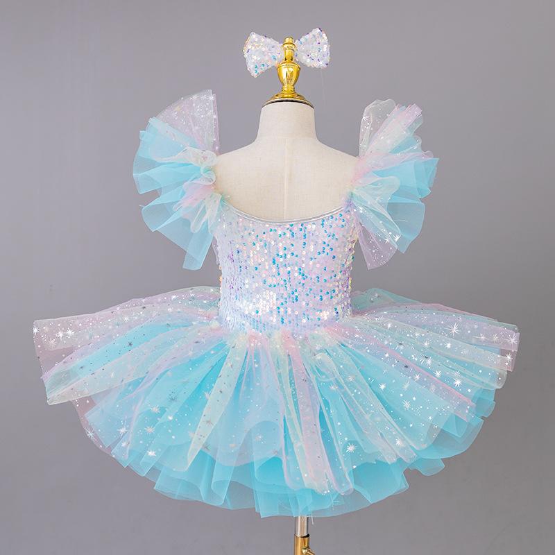 Tutu da Ballo per Bambina Vestito Soffice di Garza per Asilo Gala di Capodanno Esibizione Corale