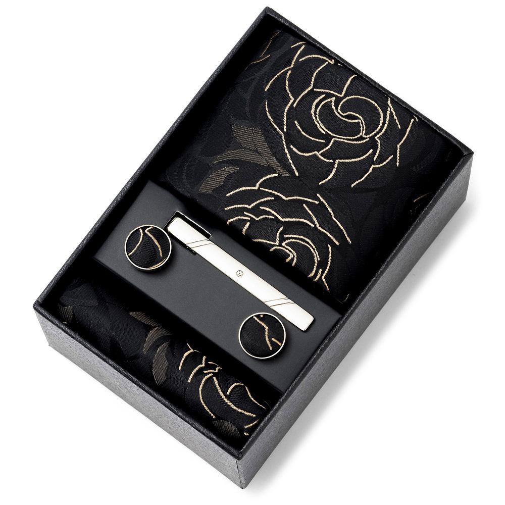 Men'S Tie Net Color Striped Jacquard Yarn Business Professional Tie Set Men'S Gift Box