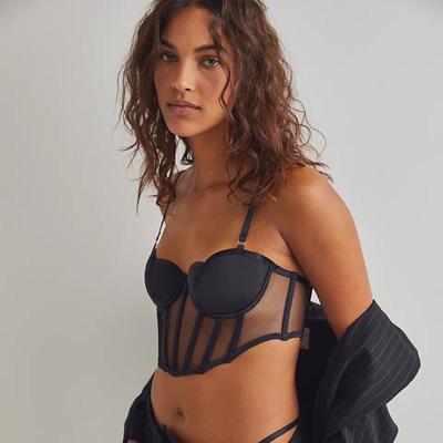 Corset Francês - Modelador de Corpo Longo com Bojo Fino, Estilo Colete com Barbatanas, Conjunto de Sutiã Push-Up para um Visual Mais Magro e Costas Bonitas