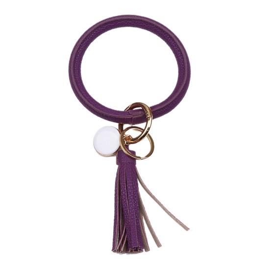 LLavero de piel sintética con dije de borla para mujer, llavero de Soporte para Llavero, regalo