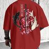 Japanischer Kirschblüten-Print Baumwolle Herren Damen T-Shirt Sommer Herbst Täglich Outdoor Sport Lässig Locker Straße Kurzarm