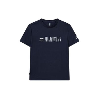 Athletics Logo Printed Knit Short Sleeve T-Shirt Men Tops Dark-Blue A11M121103FNV