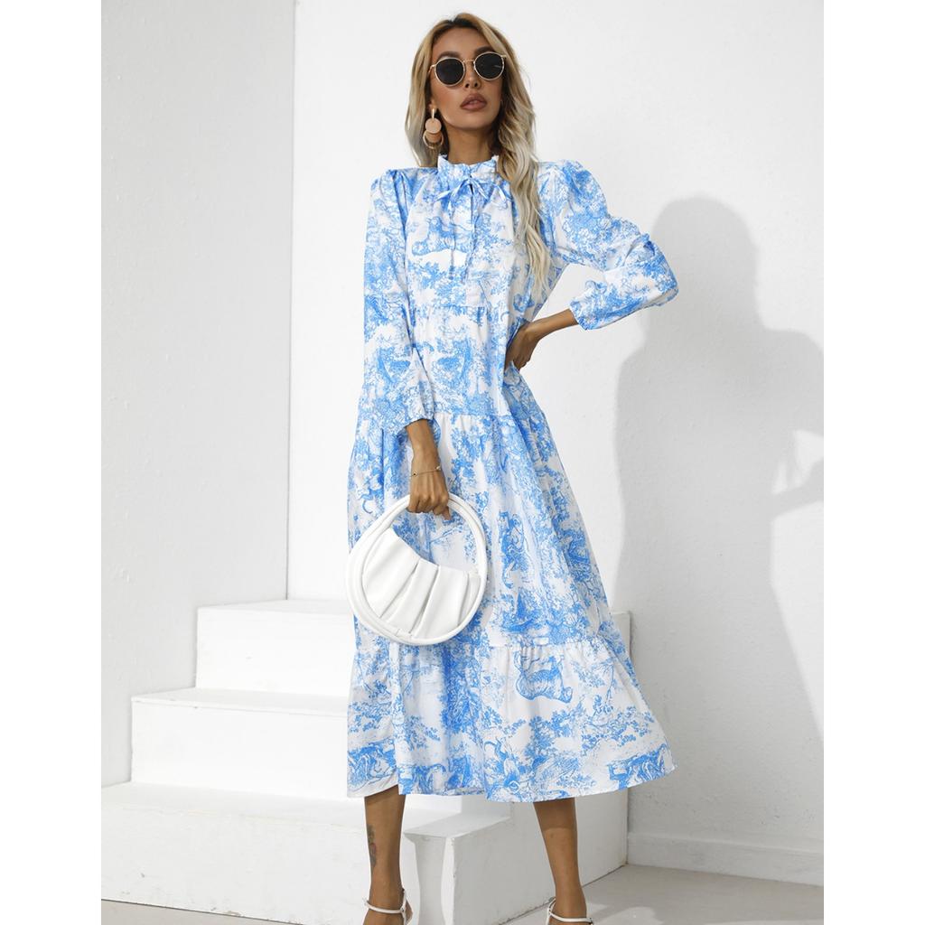 2025 New Fashion Trend Dresses Spring Summer Printed Waist Dresses Fashion Women's