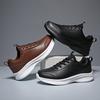 Microfiber Leather Shoes Pure Black Lightweight Sports Shoes Low-top Couple Shoes Large Size Casual Walking Running Shoes