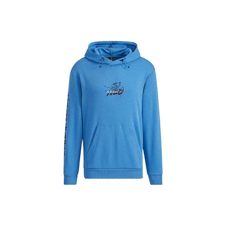 adidas neo Men s Blue Graffiti Logo Alphabet Print Hoodie HH8981 M