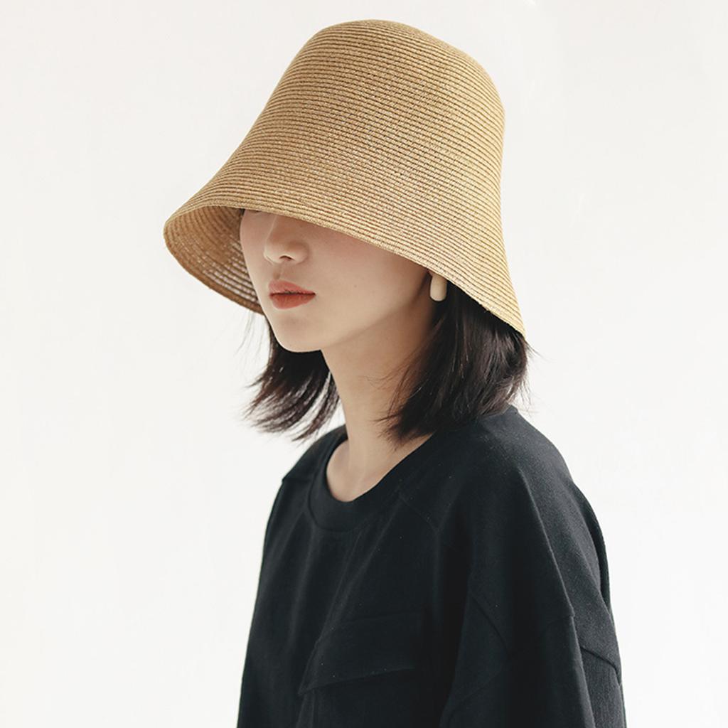 Fashion Solid Color Straw Hat for Women Summer Wide Brim Sun Visors Travel Beach Basin Cap Girls Female Vintage Foldable Hat