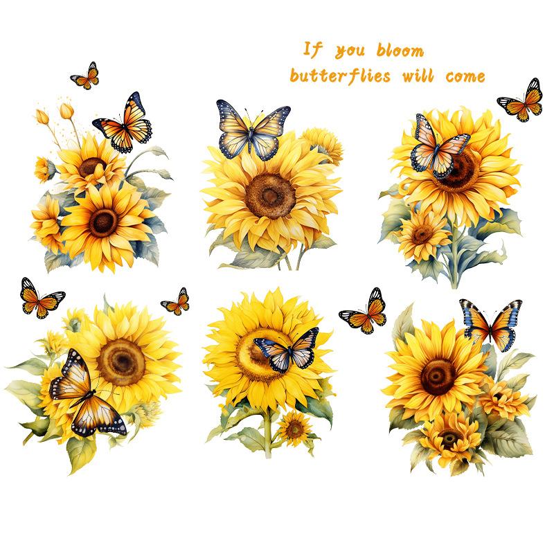 

Подсолнух Бабочка Наклейка на стену Самоклеящаяся Съемная Водонепроницаемая для Гостиной Спальни Домашнего Декора 60X90CM жёлтый