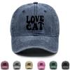 LOVE CAT" Print Snapback Baseball Hat, Animal Dad Hat Sporting Non-Stretch Fabric Lightweight Adjustable Buckle Adjustable Baseball Cap