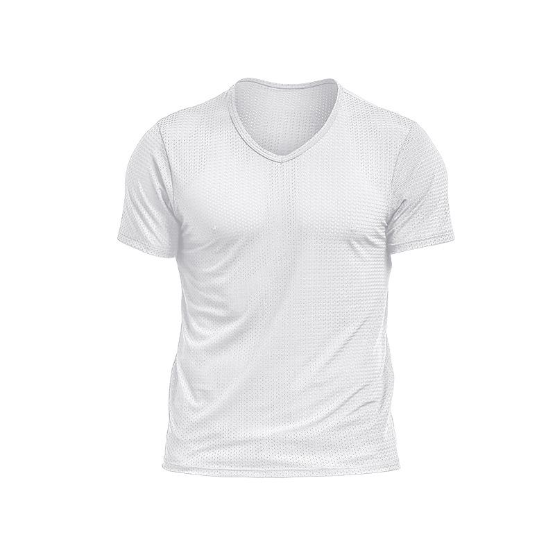 StrideBox Heren IJszijde Mesh V-Hals Korte Mouw Slim T-Shirt XL