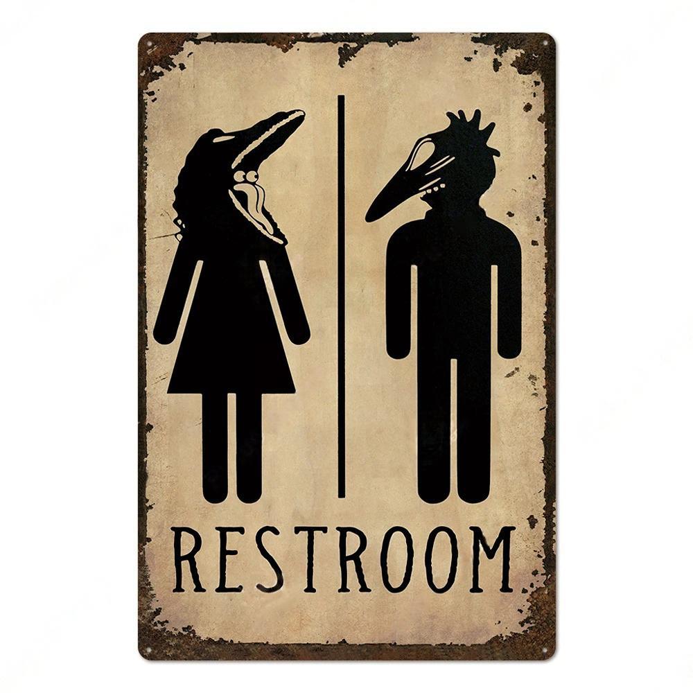 Toilet Sign Vintage Funny Metal Posters Tin Sign WC Lavatory Toilettes Wall Art Bathroom Restroom