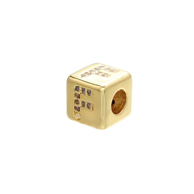 Gold-colored 8x8mm Square A-Z Letter Beads for DIY Handmade Bracelets, Earrings, and Jewelry Accessories Model:VZ246B